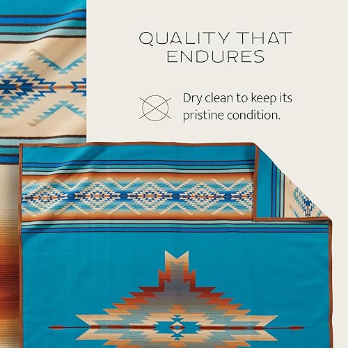 Miniatura 9 de Pendleton Manta Jacquard Unnapped de 64 x 80 pulgadas, lana de algodón, reversible, ligera, suave, con ribete ultrasuida, manta plegable
