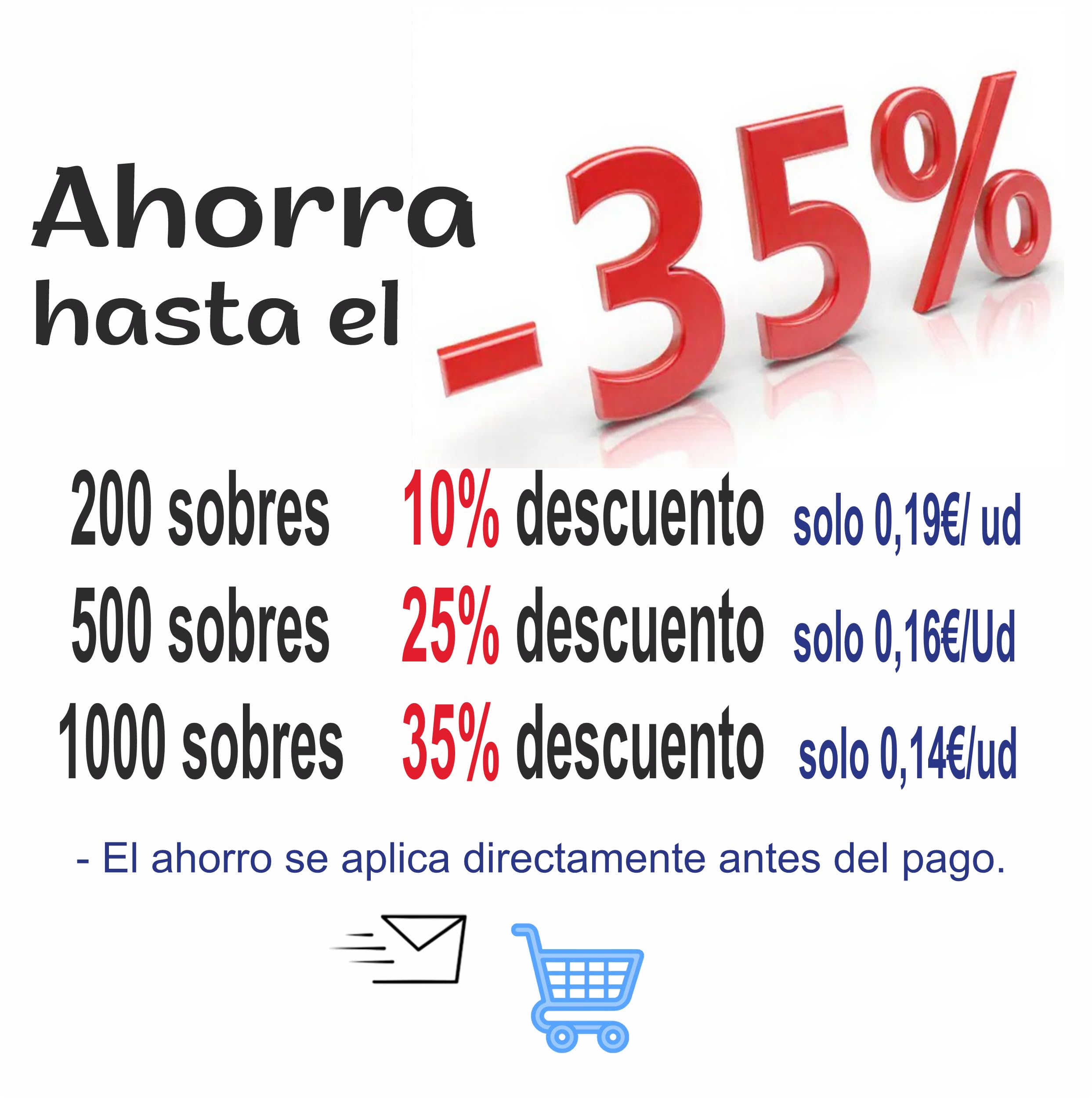Sobres Comerciales Personalizados a Color para Empresas y Eventos - Impresión Digital de Alta Resolución - Cierre Autoadhesivo - Varias Medidas y Cantidades - Con y Sin Ventana -100 sobres DL11,5x22,5