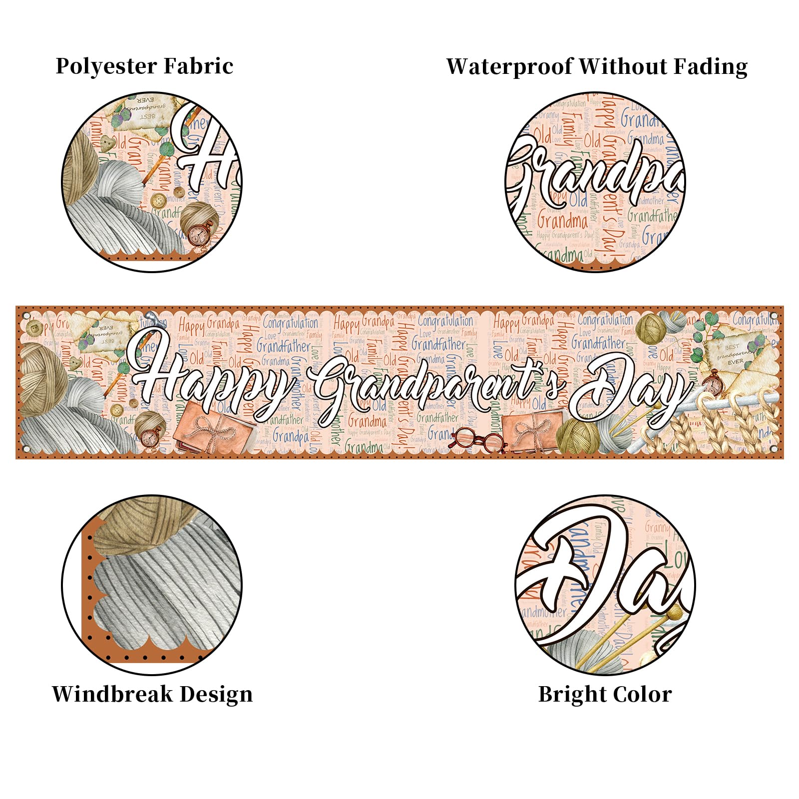 Happy Grandparents Day Banner – Fertig-Deko Für Oma & Opa Zum Aufhängen, Inkl. Schnur, 6,4m Lang