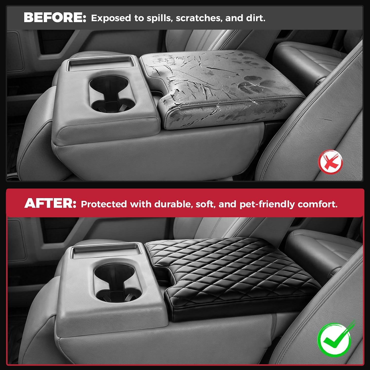 FREESOO Armrest Cover for Ford F150 Center Console Jump Seat 2015-2026 image 5