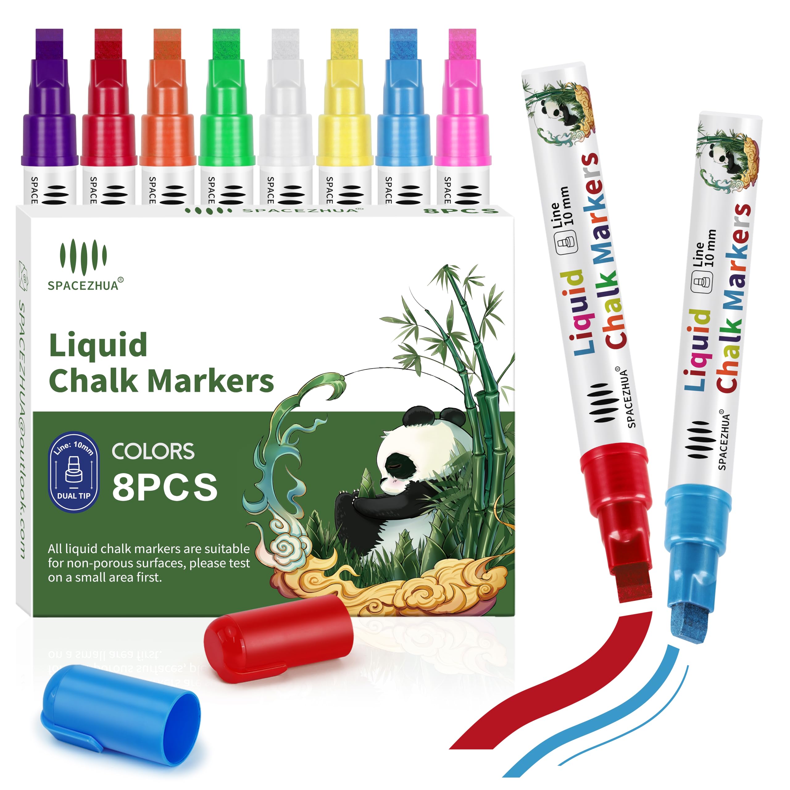 Window Liquid Chalk Markers for Glass Washable Jumbo Chalk Marker with 10mm 3 in 1 Nib Thick Wide Tips, Neon Colors for Big Blackboards Markers Car