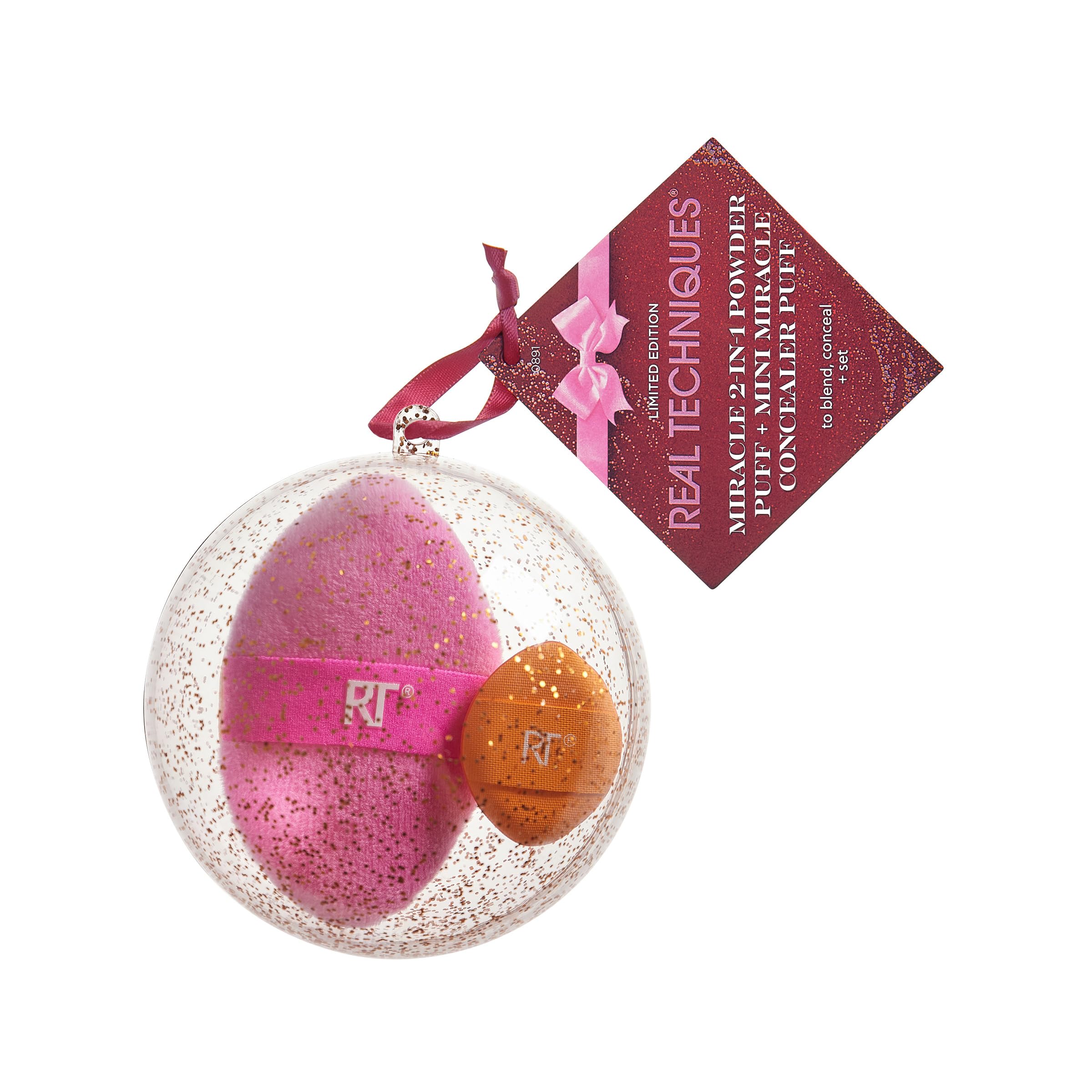 Real Techniques Miracle 2-in-1 Powder Puff & Mini Concealer Puff Set, Dual-Sided Makeup Tools, Vegan, Cruelty-Free