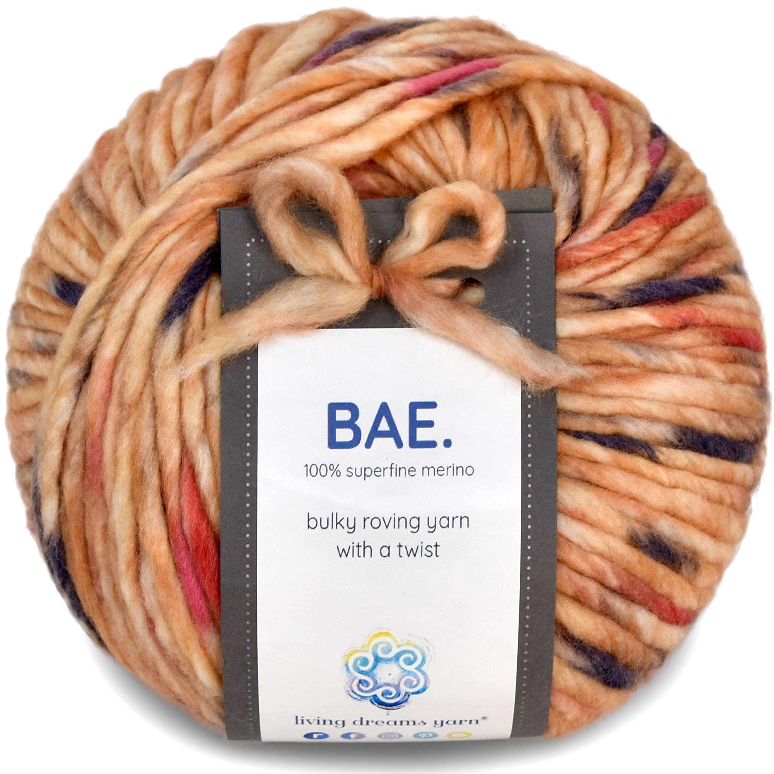 BAE by Living Dreams - Ovillo de lana de merino 100 % extrafino y voluminoso para tejidos de invierno