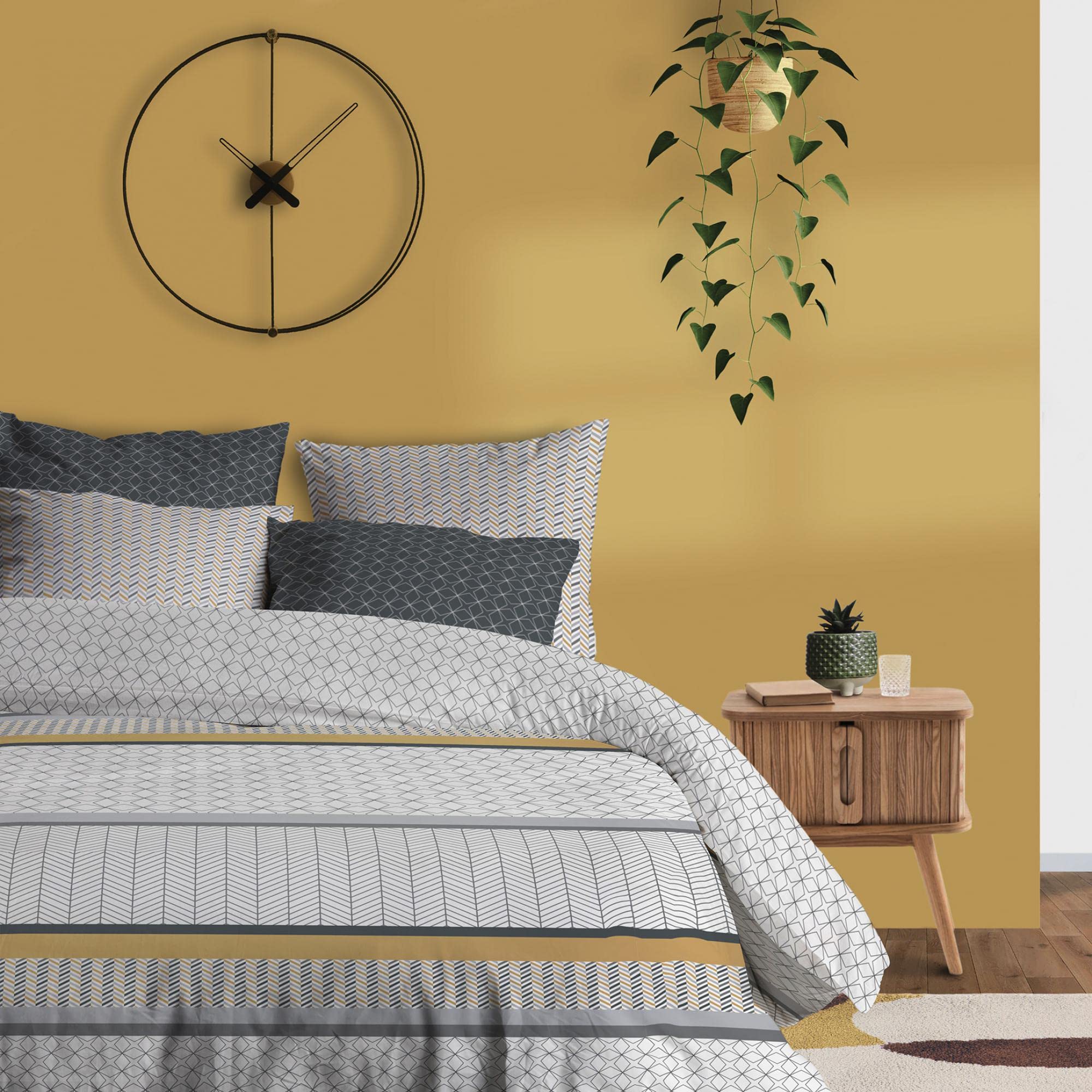 Les Ateliers du Linge Parure de lit 2 Personnes Gosipi avec Housse de Couette et taies d'oreiller Imprime 260 x 240 cm