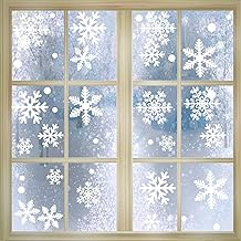 Tuopuda 270 pcs White Snowflakes Window Clings Decal Stickers Christmas Winter Wonderland Decorations Ornaments Party Supplies-Original Reusable Double-Side Static PVC Stickers(15 Sheets)