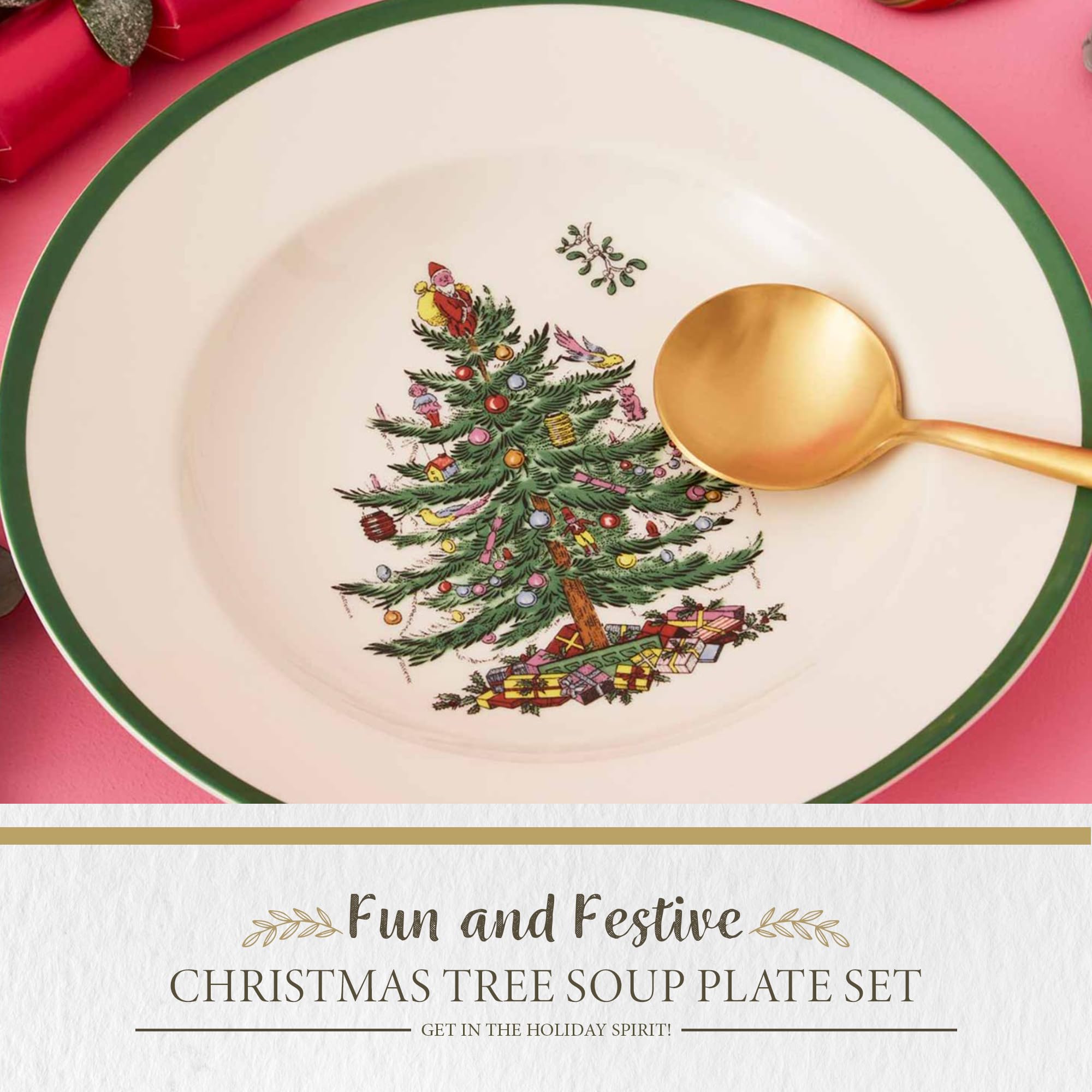 Portmeirion Home & Gifts Spode Lot de 4 Assiettes Creuses en céramique Multicolore 23 x 23 x 4 cm