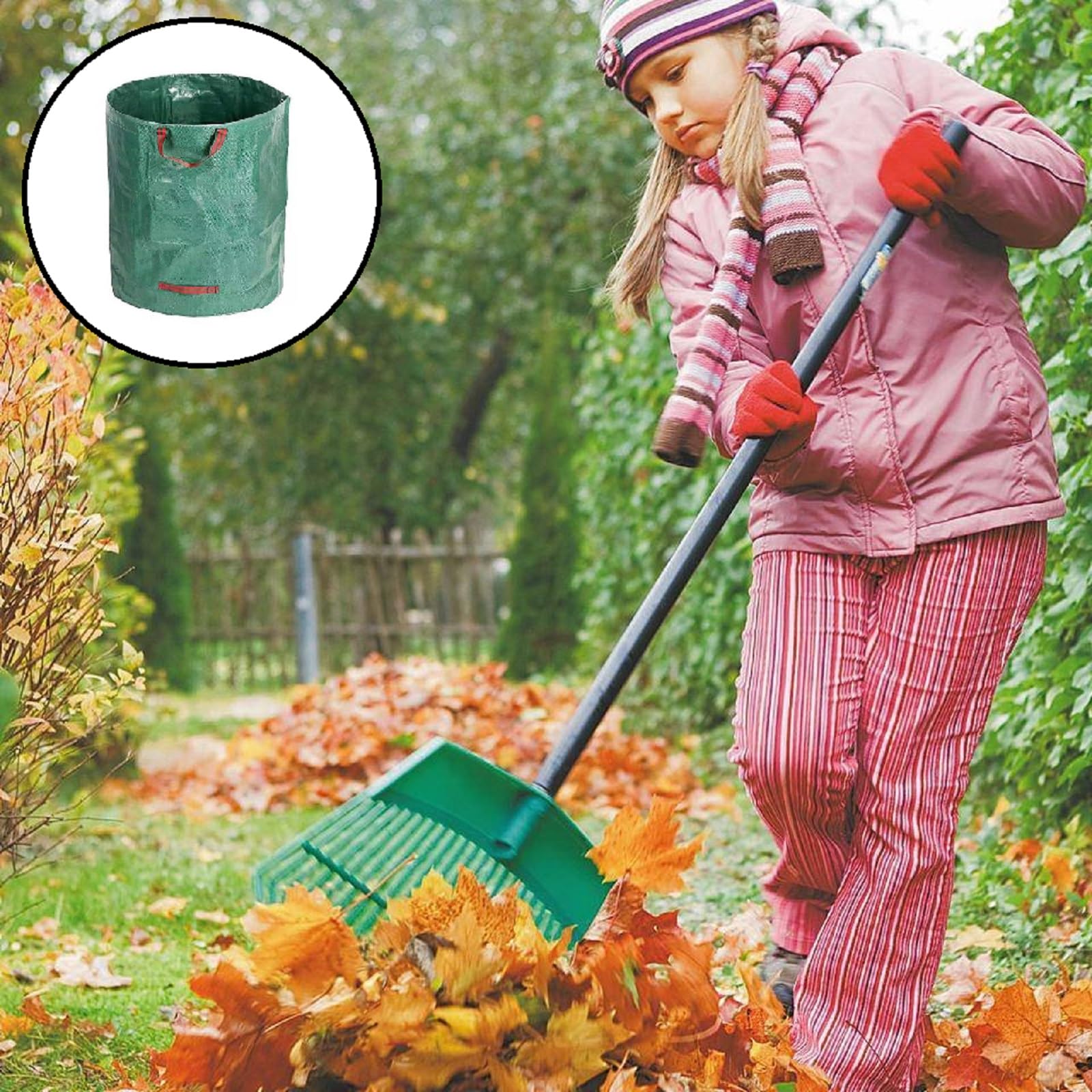 Worek ogrodowy na liście, 60 l, stabilny worek na odpady ogrodowe, worki ogrodowe na odpady ogrodowe, do cięcia trawnika, składane, worki na odpady ogrodowe z uchwytami, wielokrotnego użytku, na