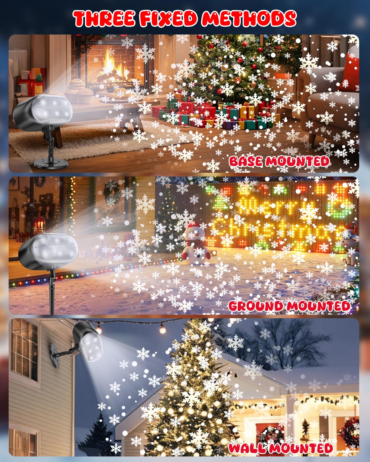 Projecteur lumineux de Noël à DEL en forme de flocon de neige avec télécommande, projecteur dynamique réglable, étanche IP65 pour Noël, vacances, fête de mariage, jardin, terrasse