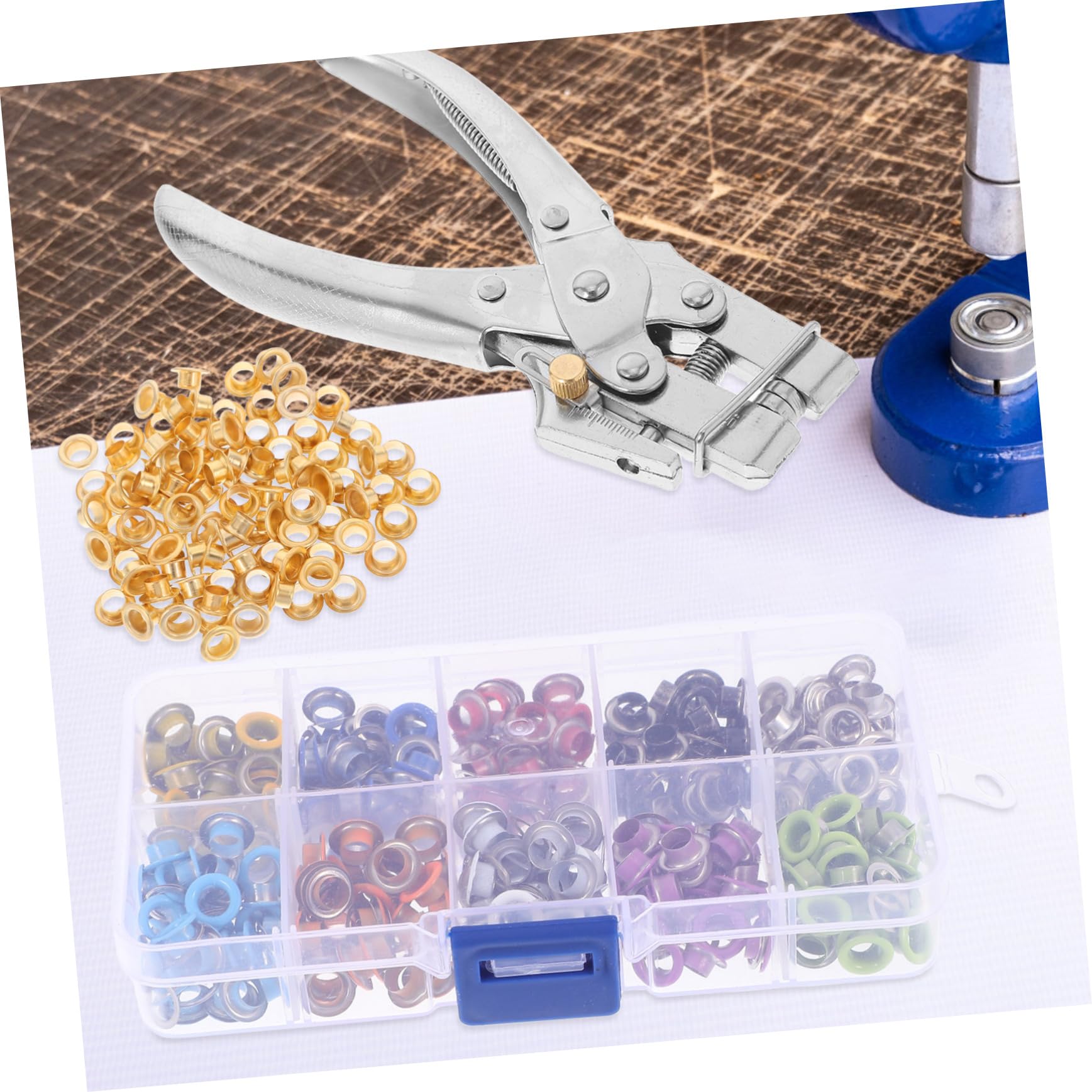 Kit Pinza per Occhielli Manuale in Ferro, 401 Pezzi, con Scatola Portaoggetti, per Tessuti, Teloni e Scatole, Leggero e Portatile