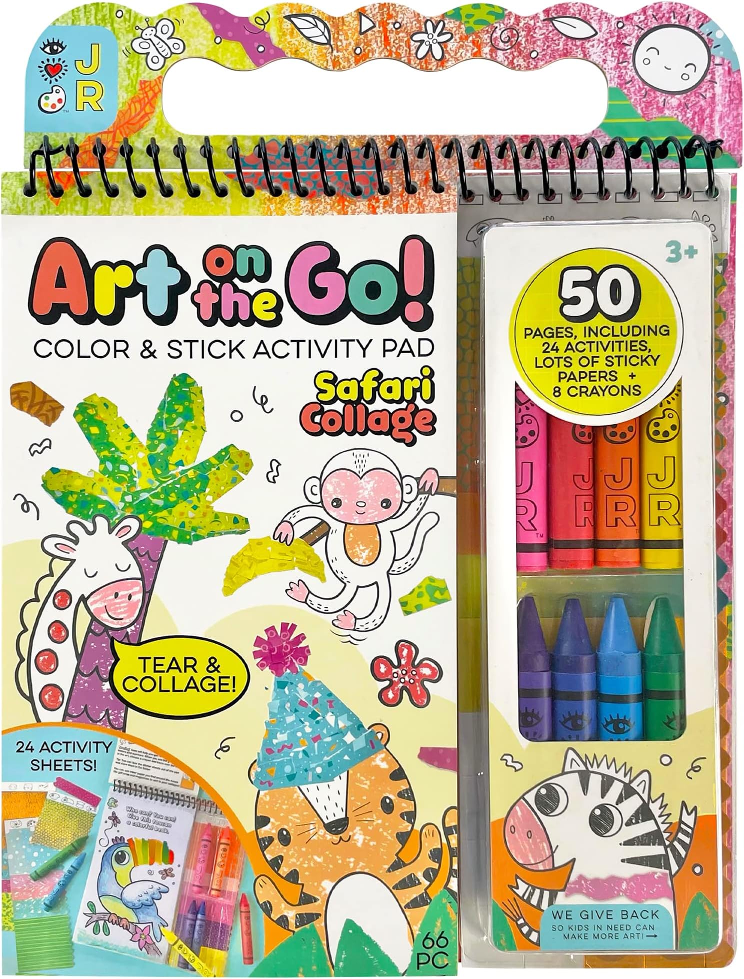 - Bright Stripes Art on The Go Collage Fun Jungle Theme Travel Kit for Kids Ages 3+| Mess-Free Activity with Crayons, Stickers & Coloring Book | Tear & Collage | Portable Set for Toddler & Preschooler