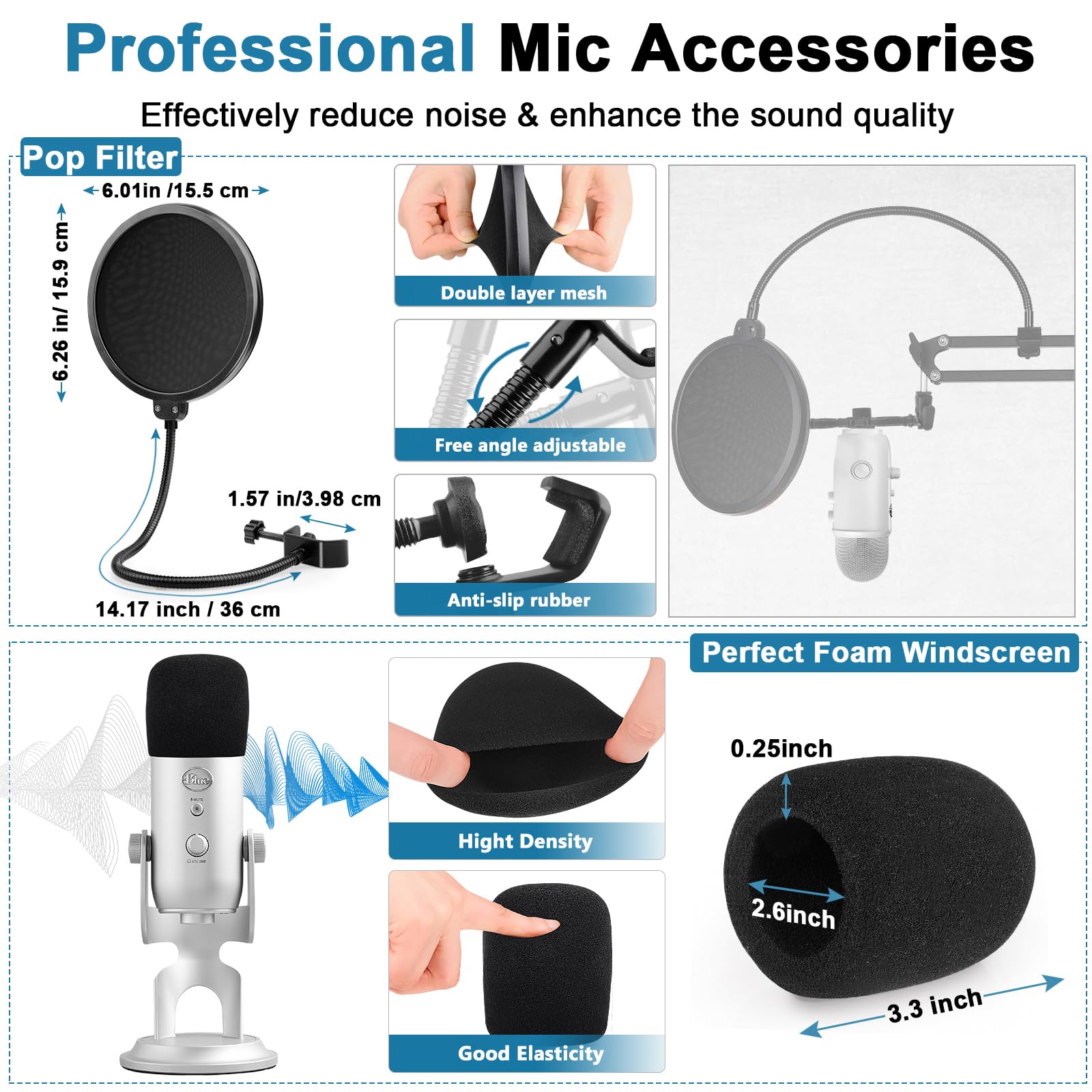 Amazon.com: Microphone Stand for Blue Yeti Upgraded Mic Boom Arm