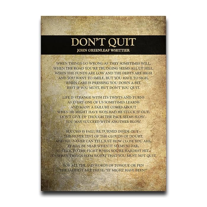 Buy Don't Quit Poem Motivational Poster Positive Quotes Wall Art