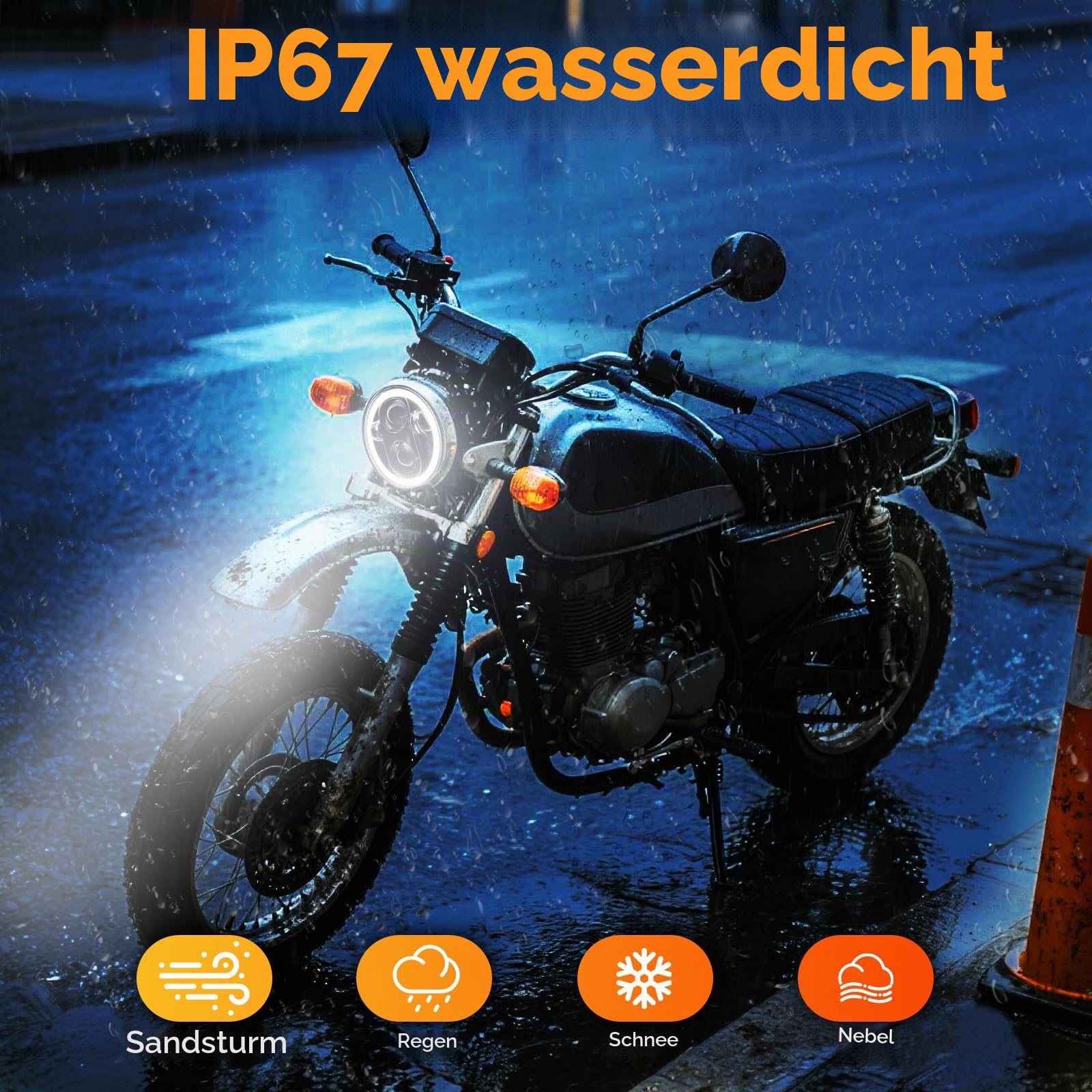 DREAMIZER 5,75" LED Motorradscheinwerfer kompatibel mit Simson S51 S70 S50 S50B Tuning, 12V Motorrad Rundscheinwerfer mit Tagfahrlicht, Fern und Abblendlicht, 7500K, IP67 wasserdicht, Plug & Play