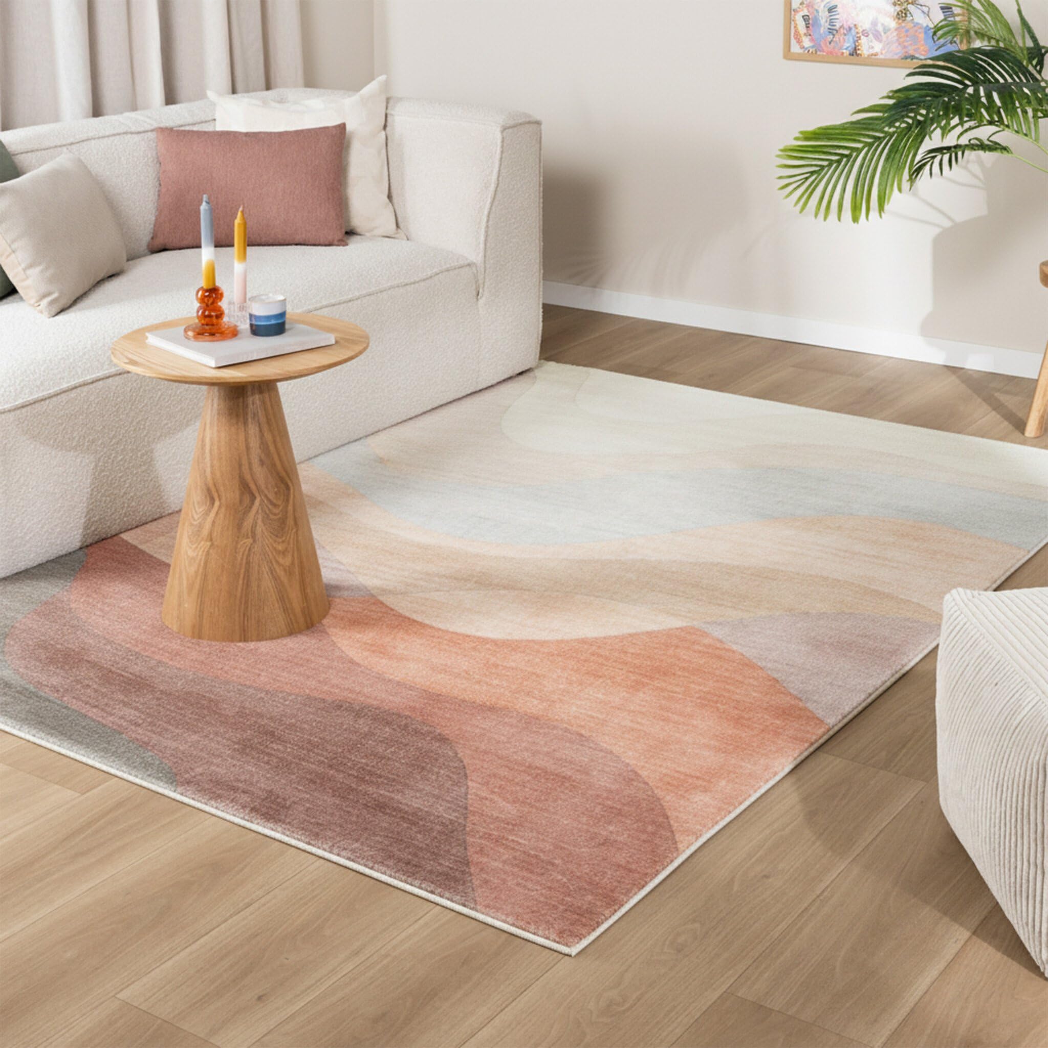FRAAI | Home & Living Tapis de Salon Moderne - Field Terracotta/Rouge - Poil Court - Rectangulaire - 200x290 cm