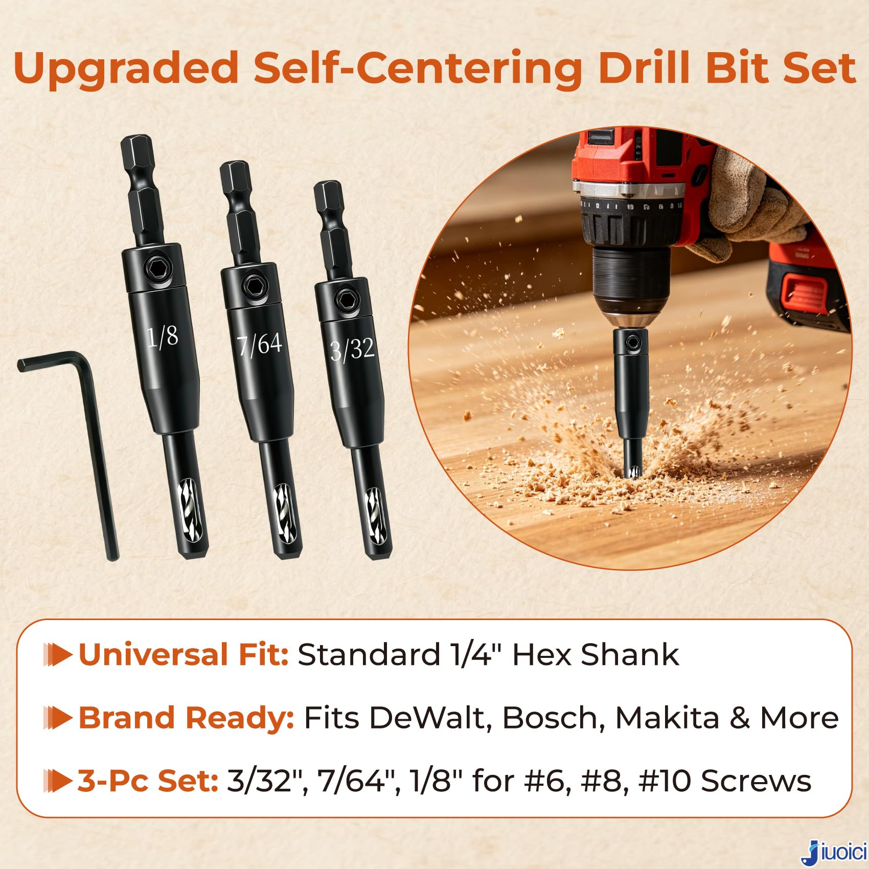 Self-Centering Drill Bit Set - Perfect Hinge Installation -2