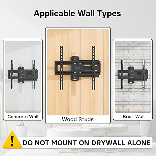 Miniatura 7 de BONTEC Soporte de pared para TV de movimiento completo para televisores planos y curvos LED LCD OLED de 26 a 60 pulgadas, giratorio e inclinable