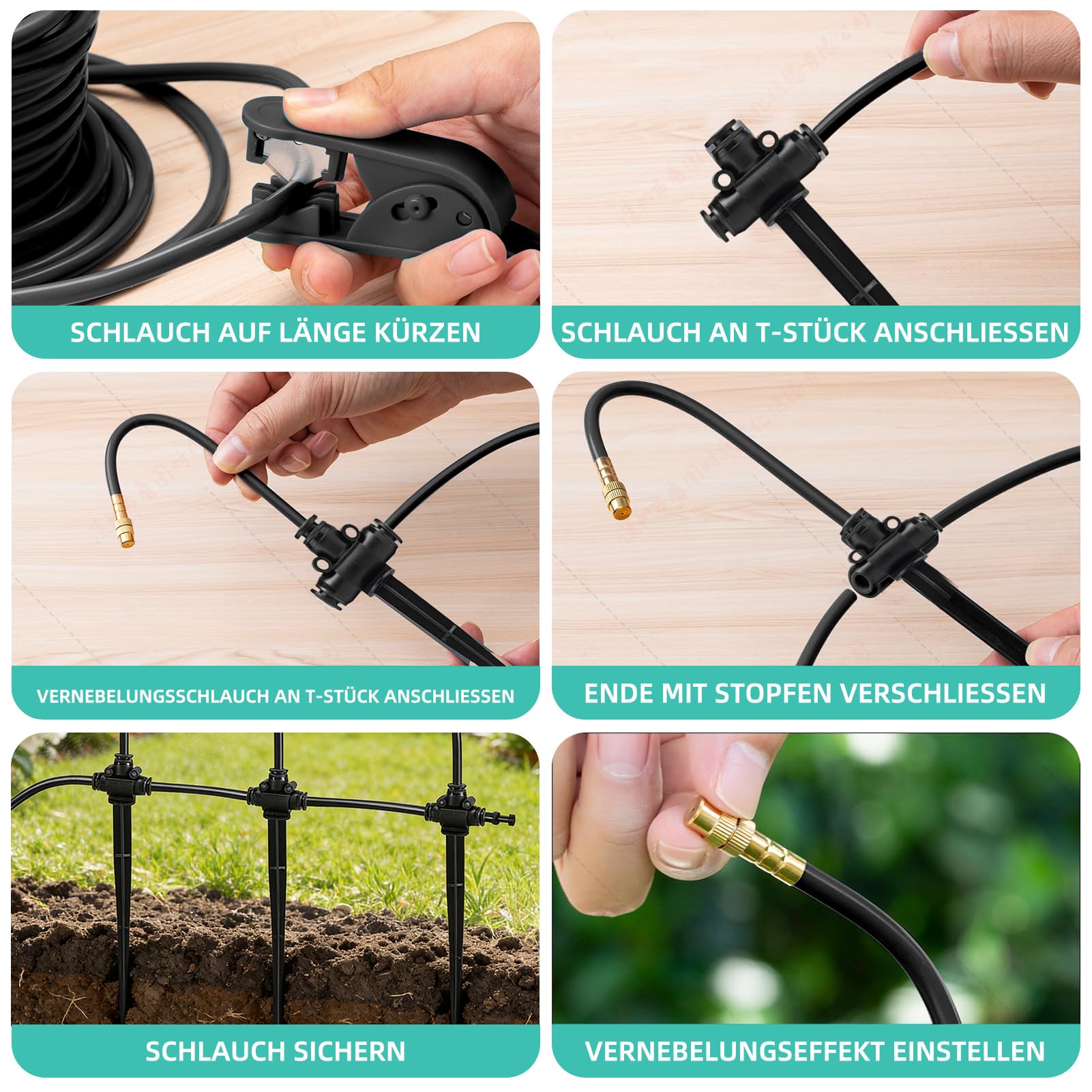Automatisches Bewässerungssystem Garten, 360° Verstellbar Automatische Bewässerung mit Einstellbare Düse, Tropfbewässerungssystem für Garten, Balkon, Gewächshaus, Hochbeet Bewässerung (20M)