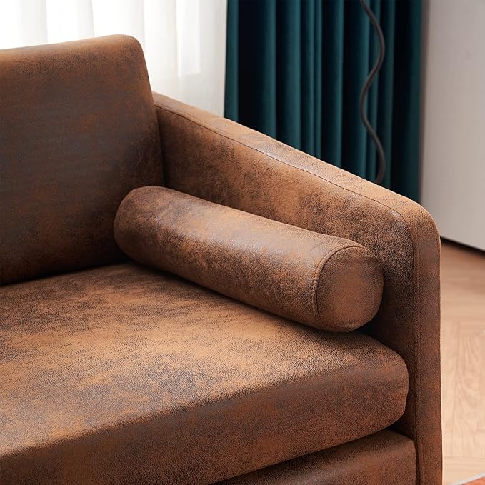 Sillón Club Tapizado Gamuza Marrón 97 cm miniatura 5