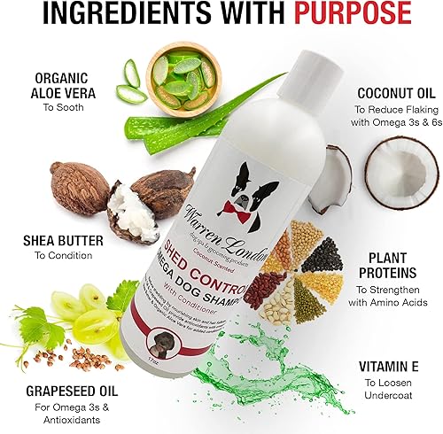 Miniatura 3 de Warren London Shed Control - Champú para perros para desprendimiento Champú y acondicionador 2 en 1 para perros Nutre los folículos pilosos con
