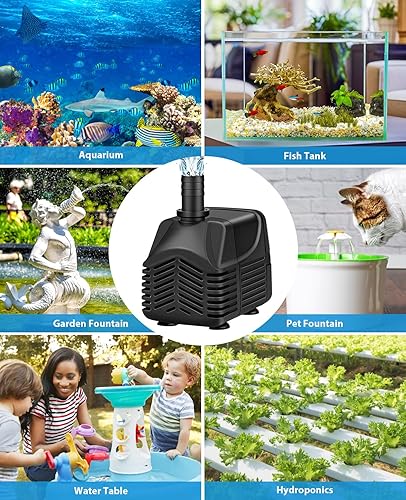 Miniatura 7 de MOSFiATA Bomba sumergible (1000LH, 25W), bomba de agua ultra silenciosa de 400 GPH con elevación de 7.2 pies, bomba de fuente con cable de