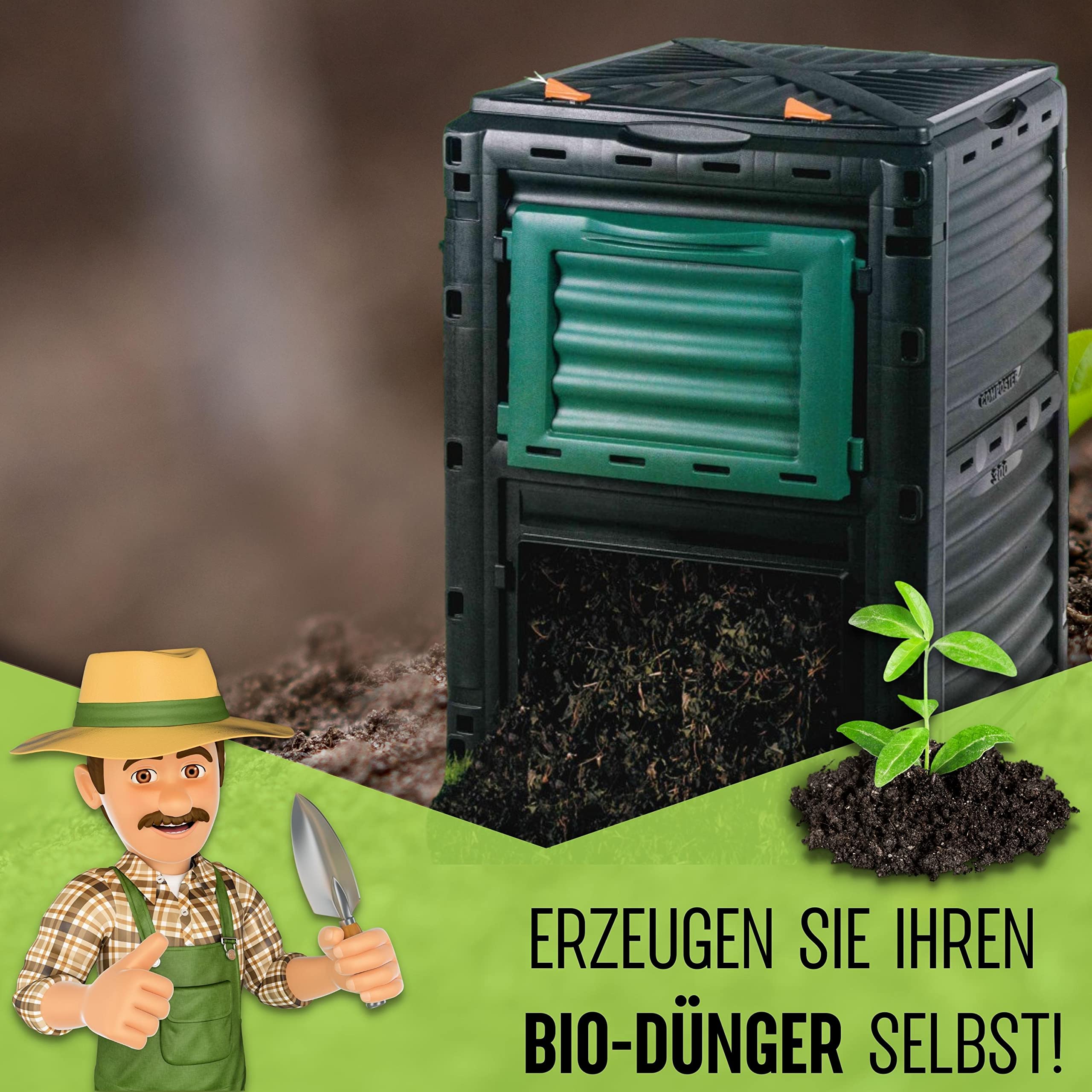 Schauer Gartenkomposter 300 Liter aus Kunststoff - Schnellkomposter mit praktisches Stecksystem - Thermokomposter/Kompostierer mit Deckel & verschließbar