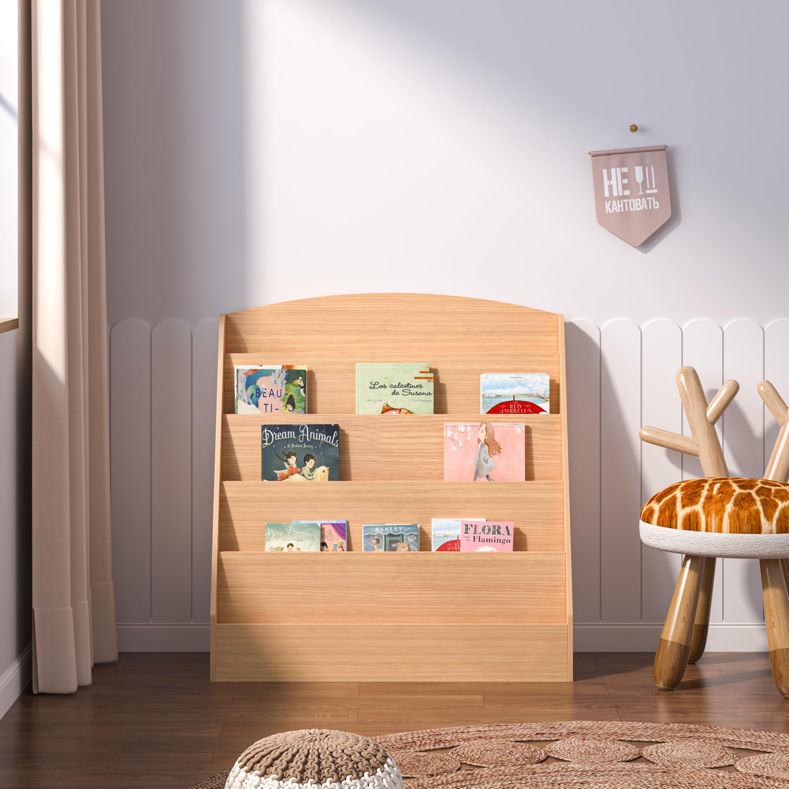 Duffy Children Kids Bookcase Storage Bookshelf Toy Shelf Storage Display Shelf Rack Organizer Holder with 5 Shelves (Maple)