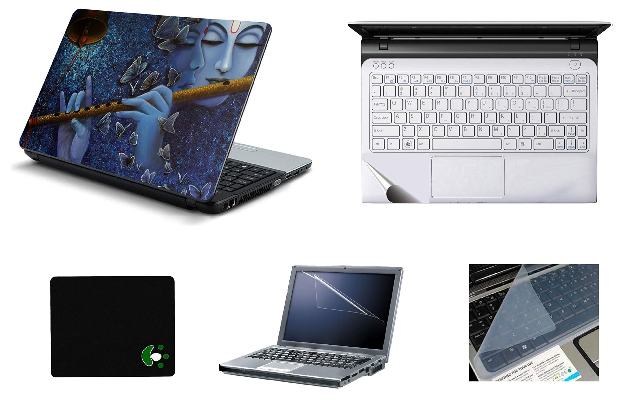 StickerKing 5in1 Vinyl Laptop Accessories Combo 15.6 Inch Krishna with Flute Laptop Skin Sticker, Screen Guard, Key Guard, Mousepad and Palmrest for HP-DELL-Lenovo-ASUS-Acer (Multicolor) (B08NTN6WWW) Amazon Price History, Amazon Price Tracker