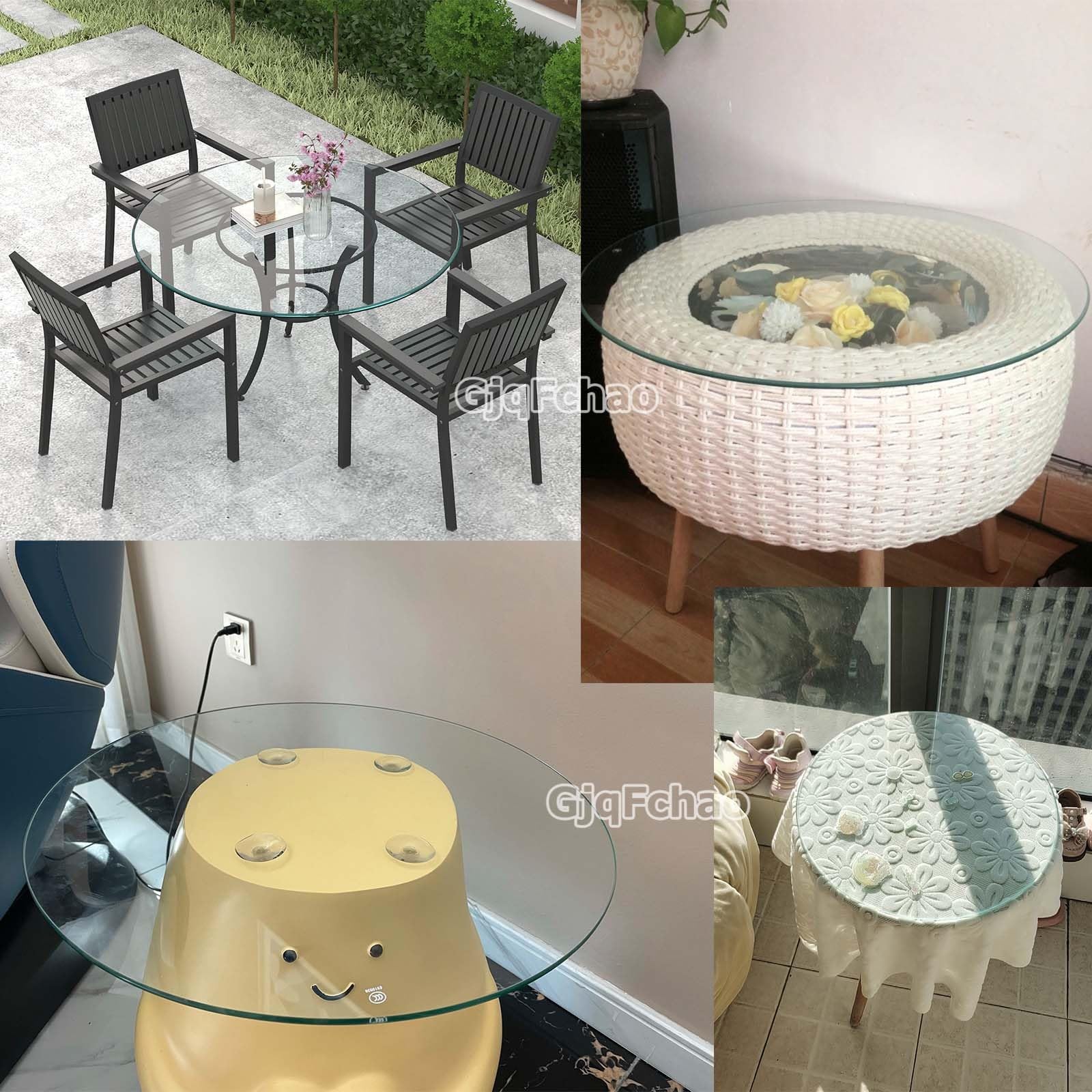 Amazon｜円形 ガラス テーブル天板、強化ガラス棚板、丸いガラスの