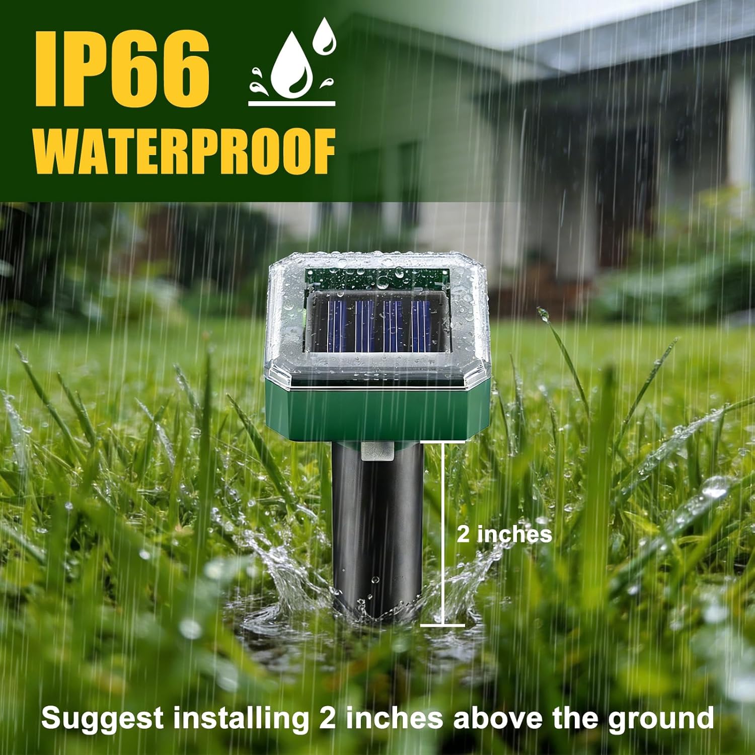 2026 Upgraded Mole & Snake & Skunk & Rabbit Repellent Solar Powered, Ultrasonic Deterrent, IP66 Waterproof, Effective Get Rid of Gopher Raccoon Vole Groundhog Chipmunk for Yard Lawn Garden