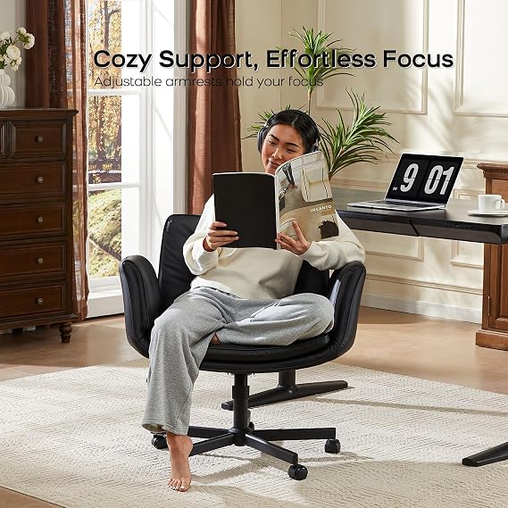 amseatec Criss Cross Office Chair, Swivel Makeup Vanity Chair with Wheels