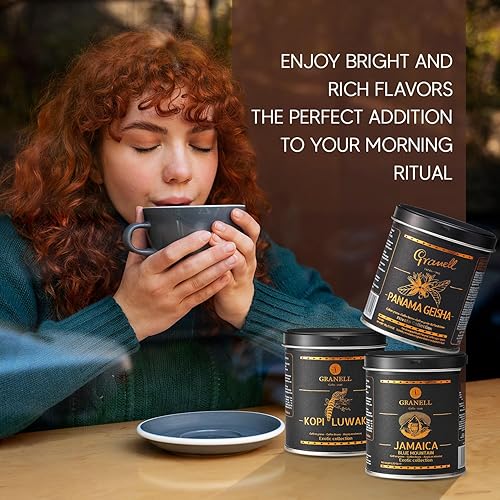 Miniatura 6 de Cafés Granell Kopi Luwak, Jamaica Blue Mountain &amp; Panama Geisha Coffee 3 Pack Pack Gift Set  Colección Exotic Granos Enteros Frescos de Calidad