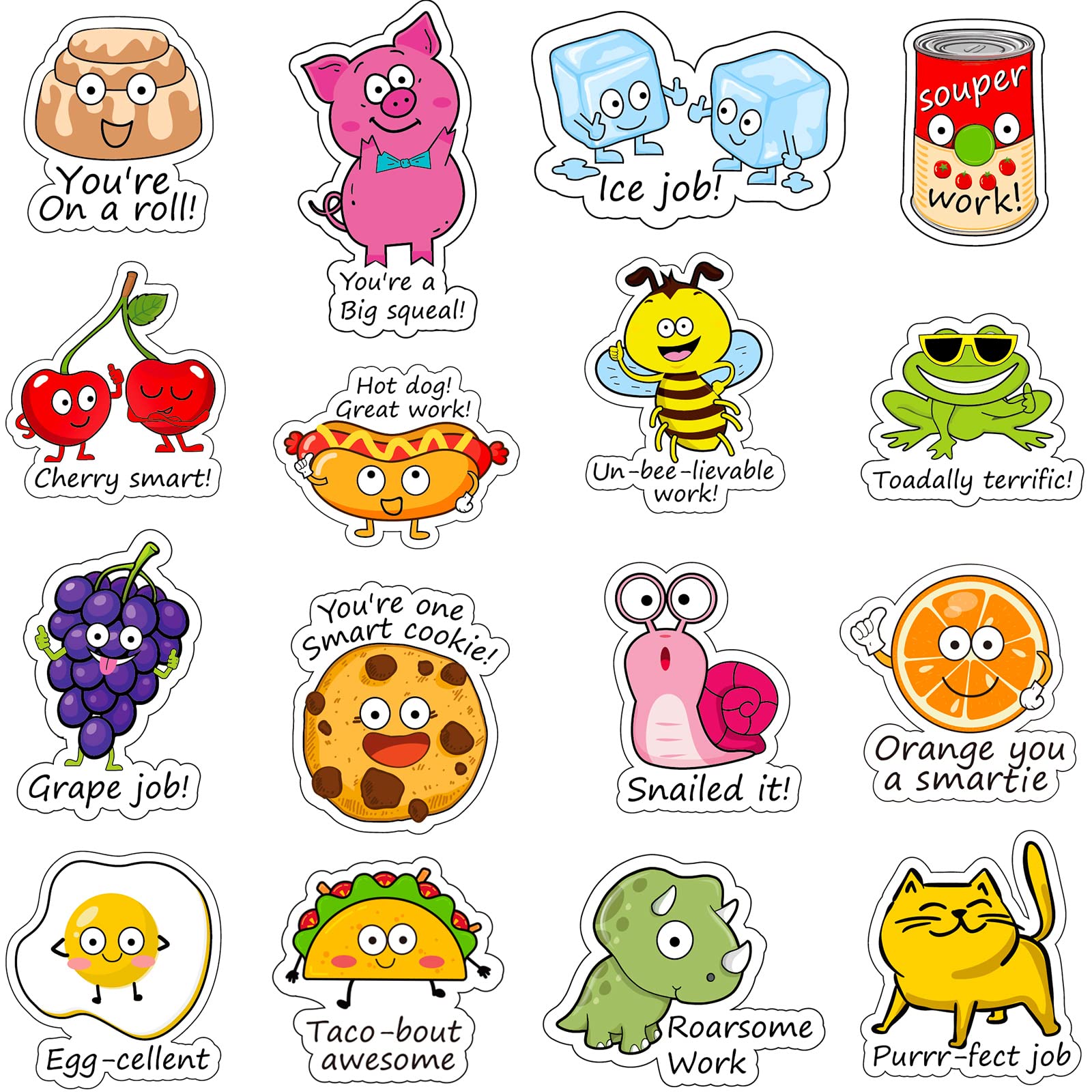 Clabby 1200 Pieces Punny Teacher Stickers for Student, Motivational Reward Stickers for Kids Classroom, Teacher Must Haves, Positive Encouragement