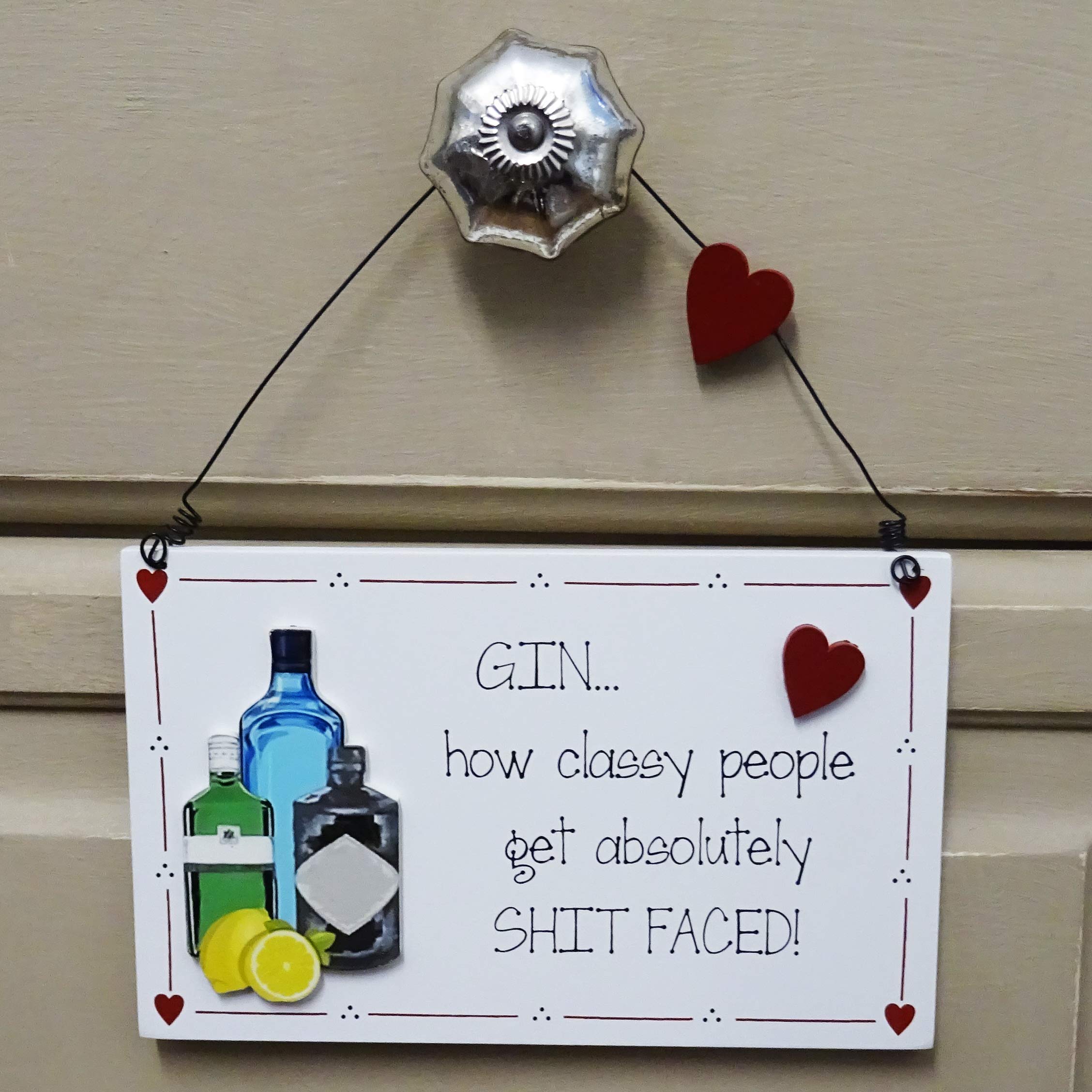 Global Designs Multi Gin Lover Plaque Gin How Classy People Get **** Faced Sarcastic Humour Booze Fun Sign Birthday Secret Santa Stocking Filler