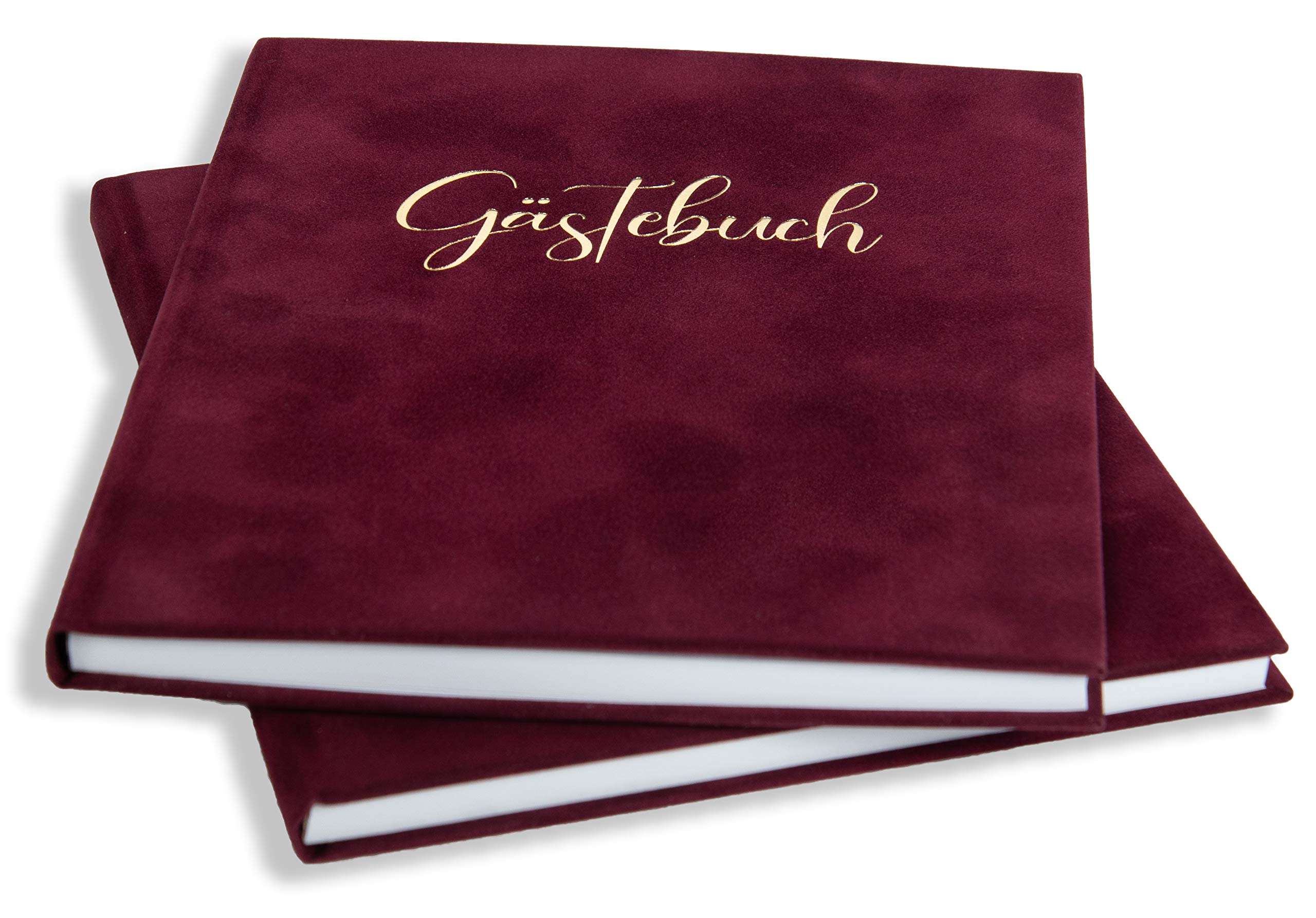 Gästebuch aus Samt in Bordeaux Weinrot zur Hochzeit, Taufe, Geburtstag, Konfirmation, Ferienwohnung, UVM. 23x18 cm, 124 Seiten