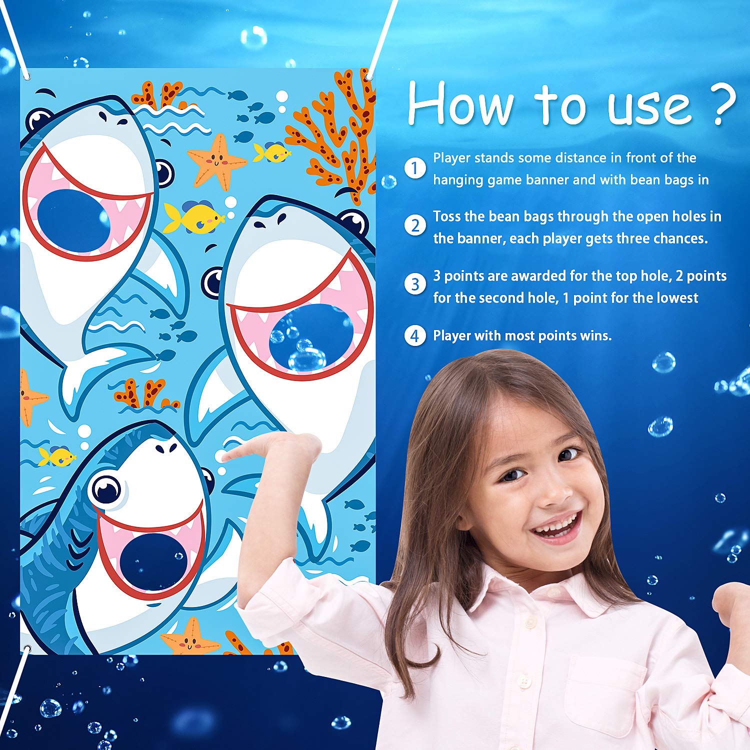 Buy Shark Bean Bag Toss Game with 3 Bean Bags Beach Pary Under The Sea