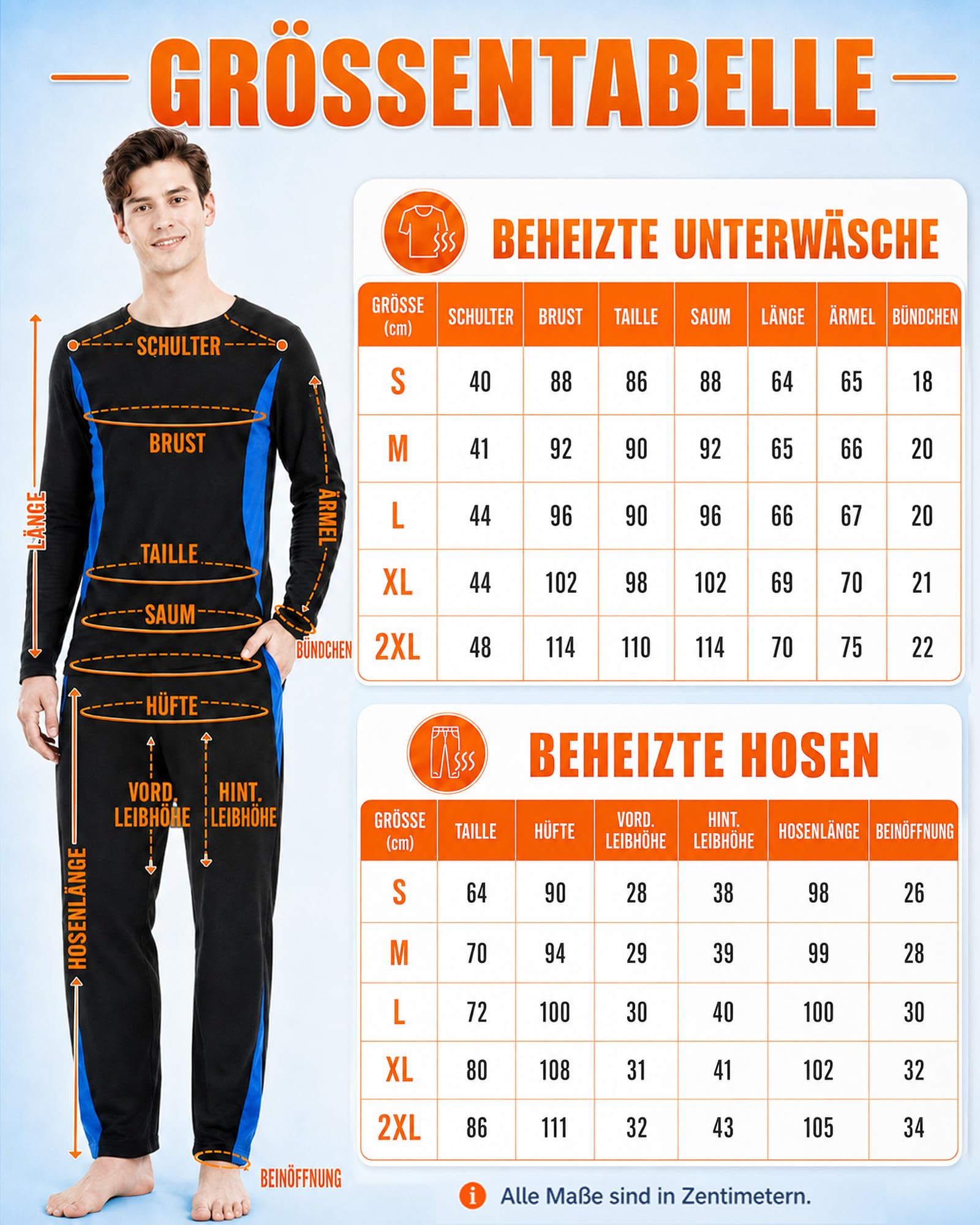 CYCYHEAT Beheizbare Unterwäsche Herren Damen 7,4V Akku