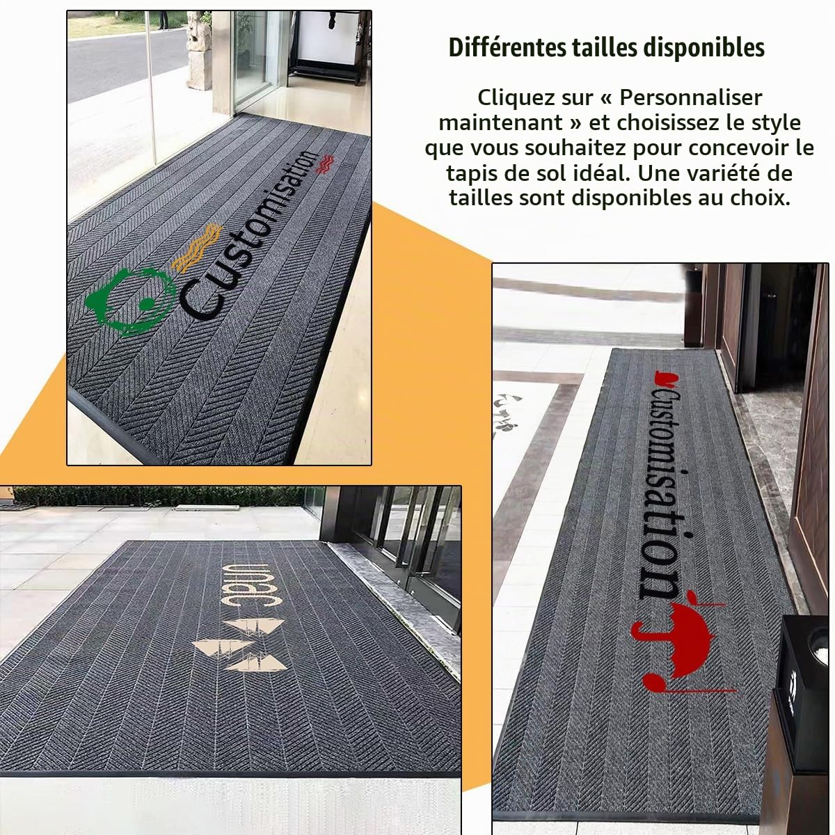 Tapis Personnalisé Entrée Paillasson Intérieur ou Extérieur Personnalisable Famille avec Logo et Texte Antidérapant et Absorbant pour Maison, Porte de Bienvenue (90×60 cm)
