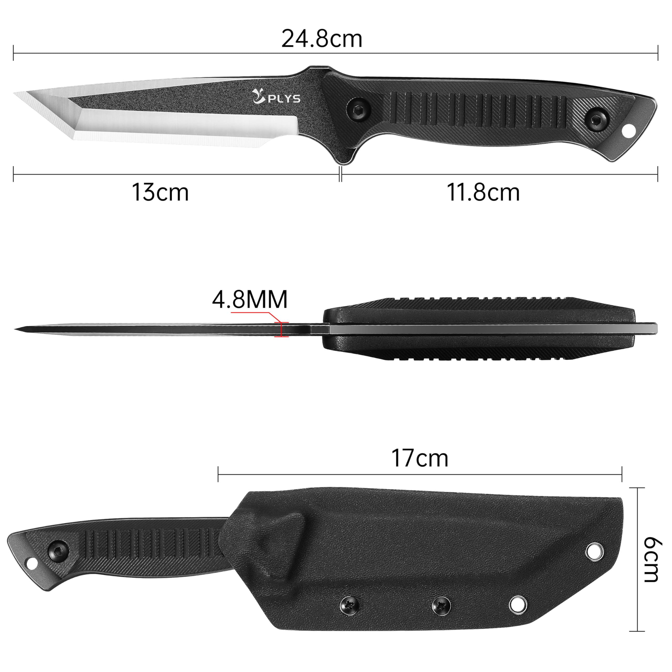 Coltello da Sopravvivenza A Lama Dritta per Esterni: Coltello da Caccia A Codolo Intero in 440c, Impugnatura in G10, Con Fodero in Kydex, Adatto per Campeggio, Escursionismo, Pesca O Come Regalo.