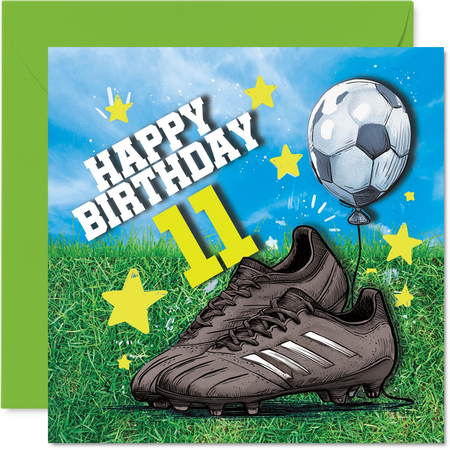 11th Birthday Cards for Boys - GOOOOOAAAALLLL! - Happy Birthday Card for 11 Year Old Boy Cousin Grandson Nephew Step Son, 145mm Bday Greeting Cards