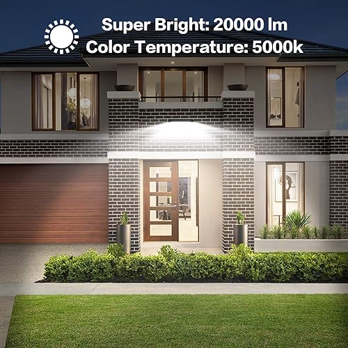 Miniatura 2 de MORSEN Paquete de 2 luces LED de inundación de 200 W 20000 lúmenes luces de seguridad superbrillantes enchufe certificado UL luz de inundación