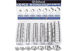 Qibaok 120 PCS Stainless Steel Pipe Clamps Assortment Kit