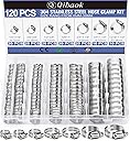 Hose Clamp- Qibaok 120 PCS Stainless Steel Hose Clamps Assortment Kit 1/4''–1-1/2'' Worm Gear Clamps for Fuel Line, Plumbing, Automotive, Mechanical Applications, Pipe, Tube, Radiator, Garden