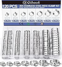 Hose Clamp- Qibaok 120 PCS Stainless Steel Hose Clamps Assortment Kit 1/4''–1-1/2'' Worm Gear Clamps for Fuel Line, Plumbing, Automotive, Mechanical Applications, Pipe, Tube, Radiator, Garden