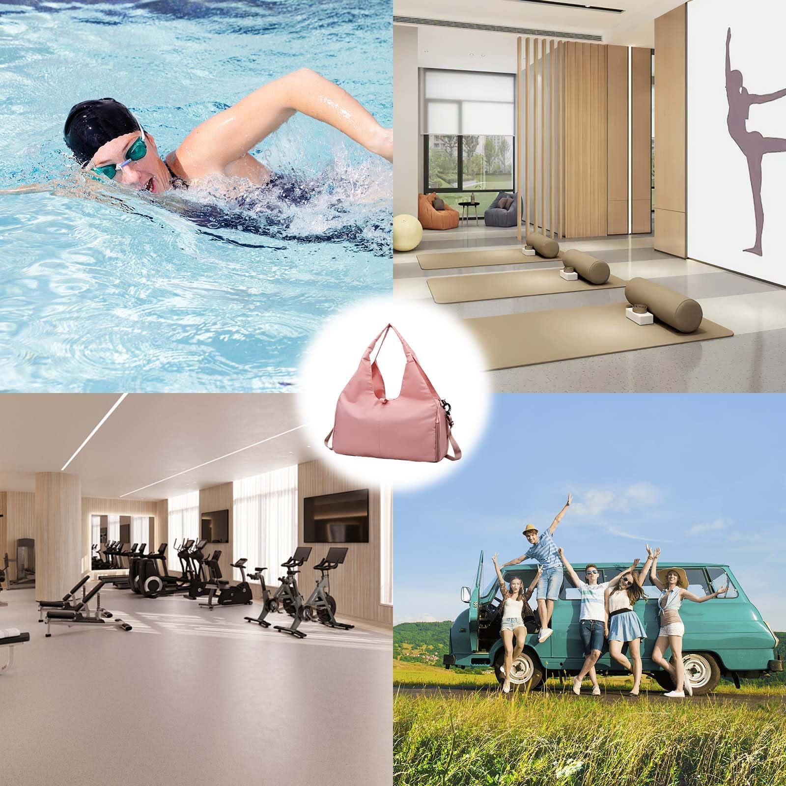 borsa da yoga per palestra,Borsa da Palestra per Yoga,Borsone da Palestra Yoga Donna,Con supporto nascosto per tappetino yoga e scomparto per scarpe, adatto per fitness, yoga, nuoto, ecc (rosa).