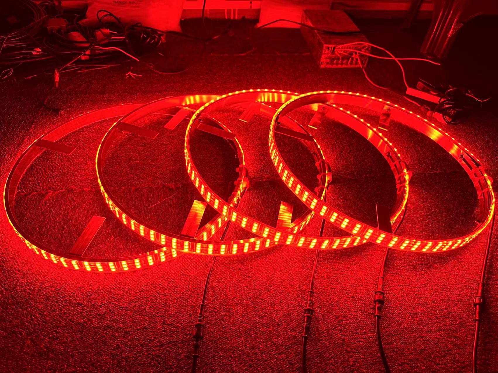 Sando Tech 15.5'' RGB Changing Colors Shift Triple Row 3-Row 864Leds Led Wheel Ring Light for Car Truck Rim Light Tire Light w/Turn Signal,Lock,Brake Function Remote&Bluetooth Ctrl