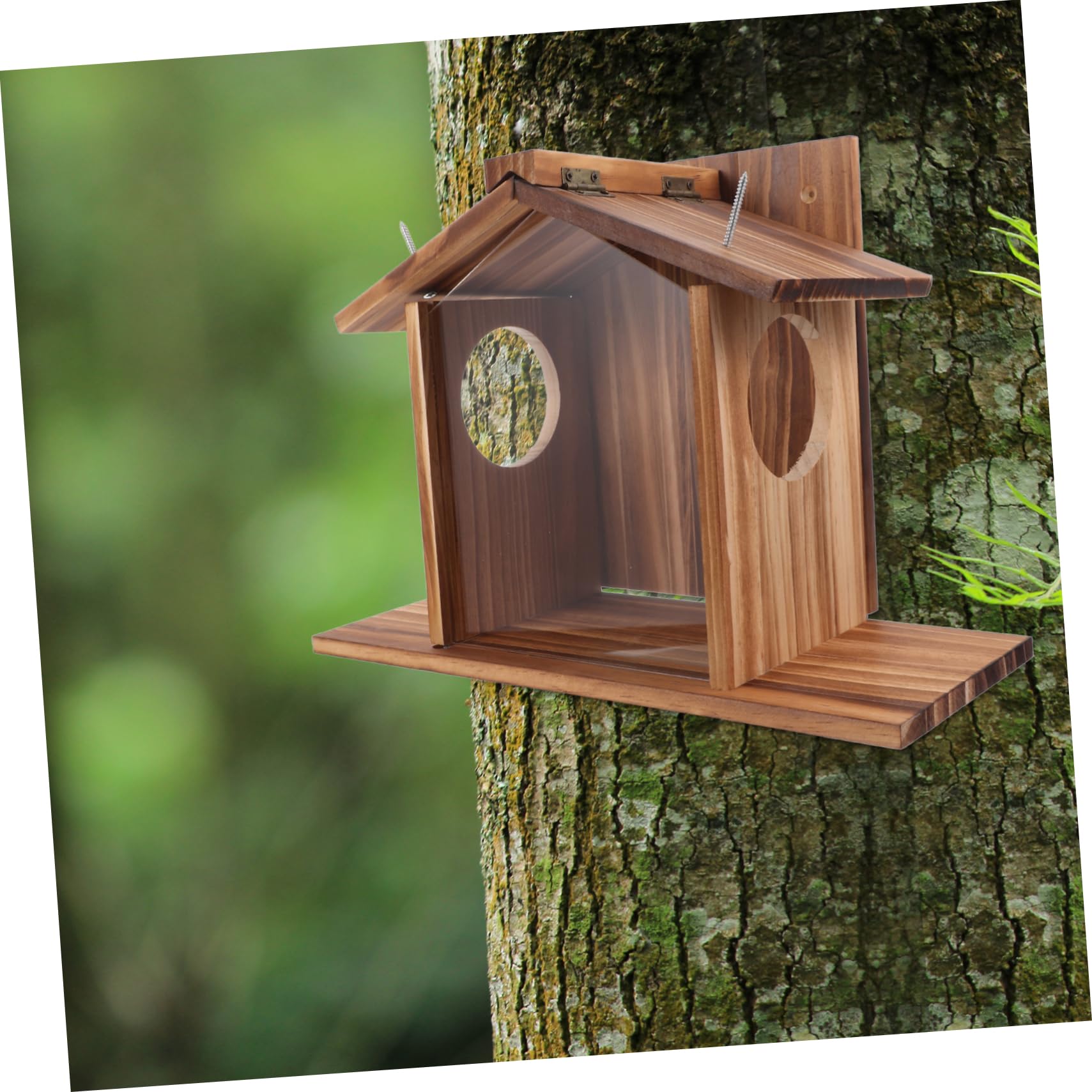 Holz Futterspender für Eichhörnchen mit Wetterfestem Design und Einfacher Wandmontage für Garten und Baum Natürliche Futterstation für Haustiere