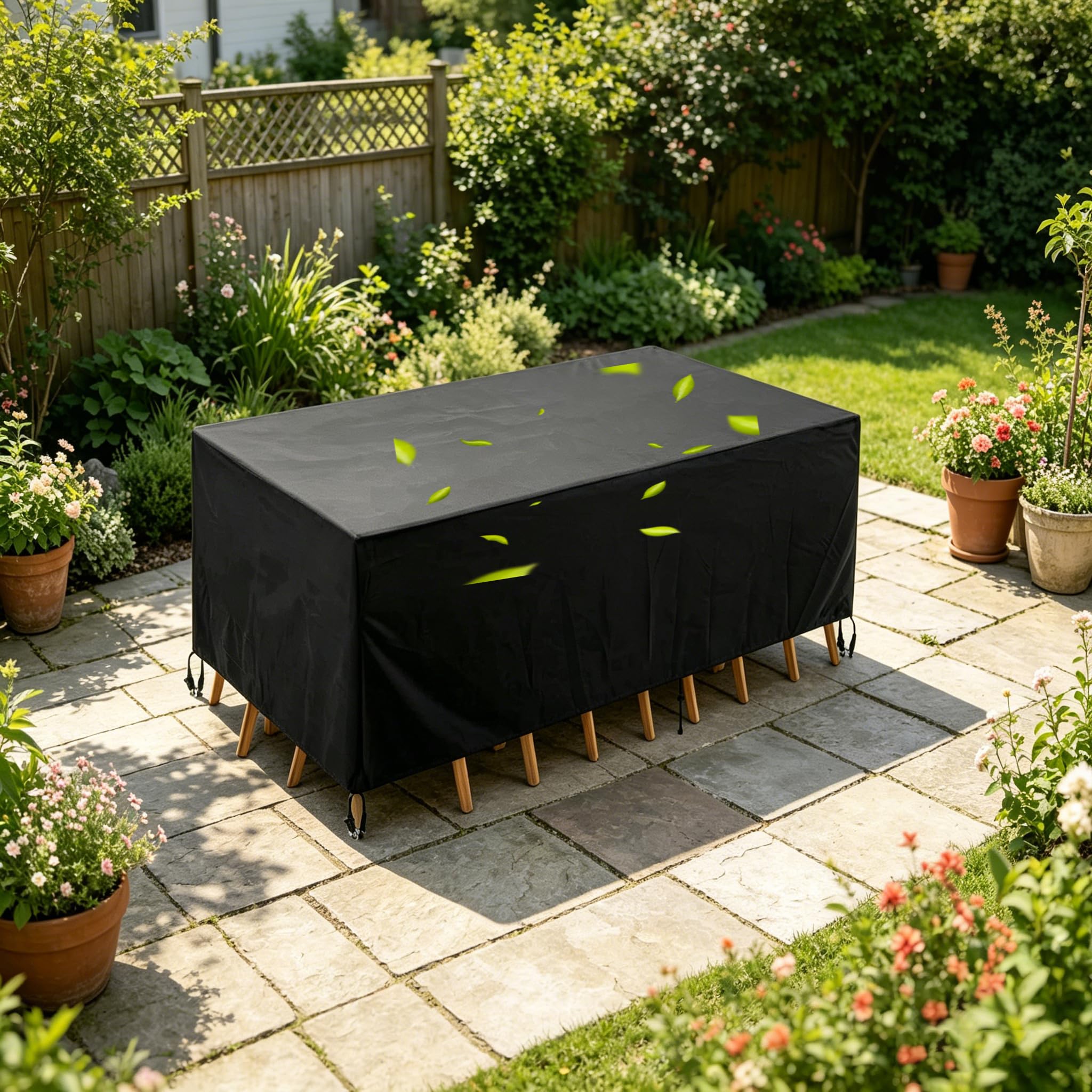 Xinmei Art Outdoor Garden Furniture Covers - 50x50x50cm(LxWxH) - 420D Oxford Fabric Patio Table and Chair Set Cover, Waterproof Anti-UV Furniture Covers for Rattan Sofa Chairs Outside Seating