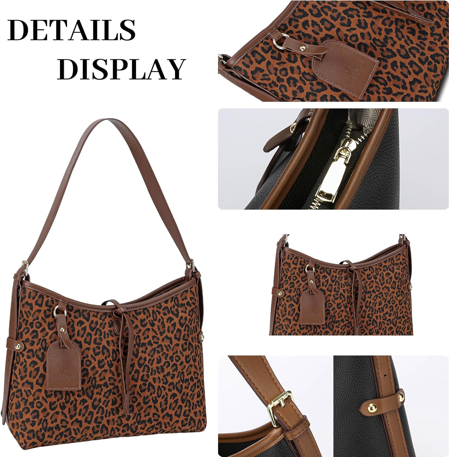 Travistar Leopard Purses for Women - Large Cheetah Print Shoulder Bag Faux Suede Leather Purse Crossbody Handbags Hobo Tote - Image 6