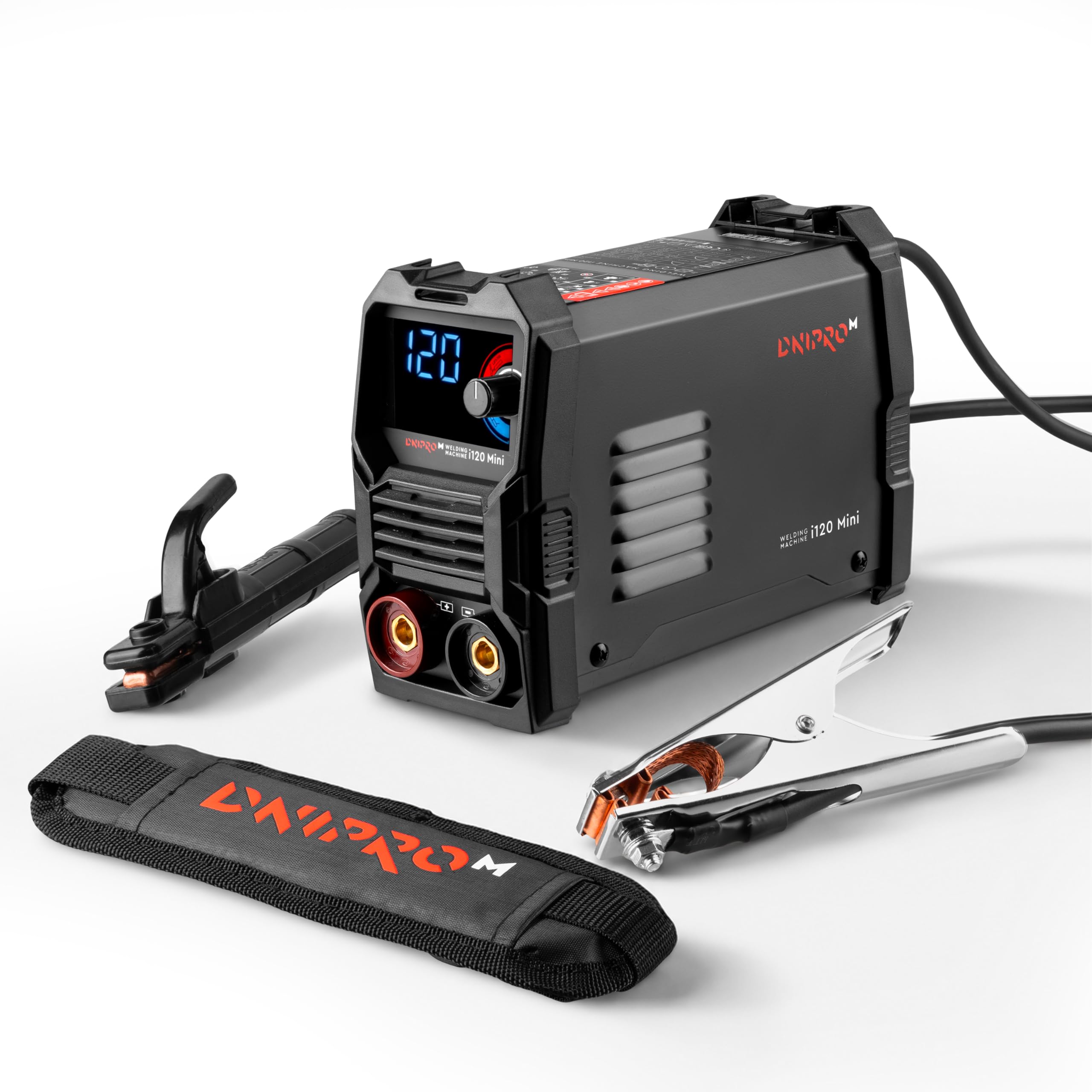 Inverter Welder 120A MMA 2.05 kg with IGBT Technology, Hot Start, Arc Force, Anti Stick and VRD, LED Display and Cables for Electrodes 1.6-3.2 mm – i120 Mini