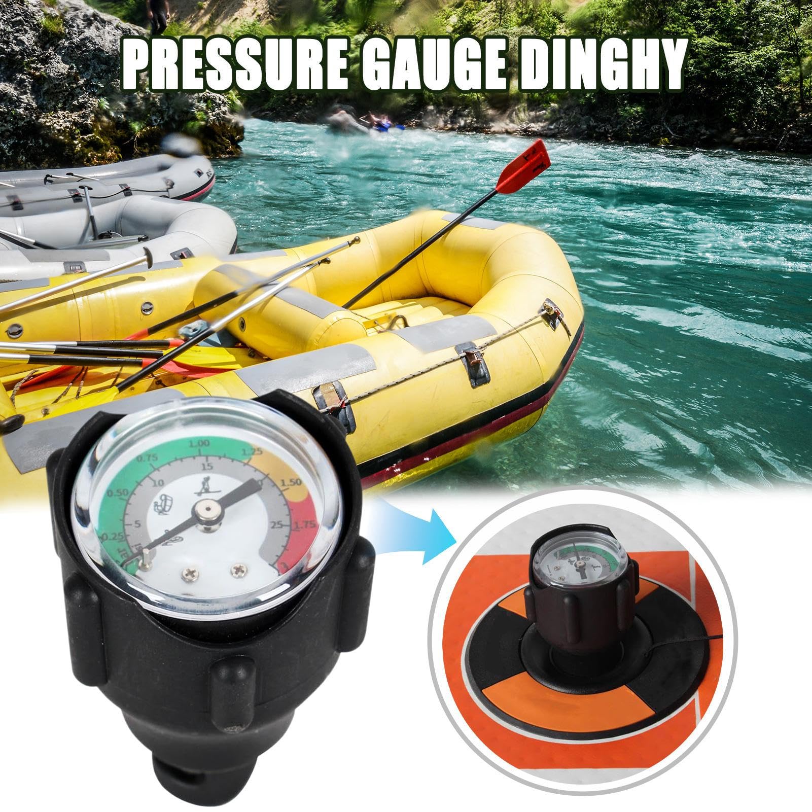 Manomètre de pression d'air - manomètre pour bateau pneumatique | Buse à air et accessoires de compresseur avec sac de rangement Baromètre à pour bateau gonflable Fournitures de pompe à eau pour s
